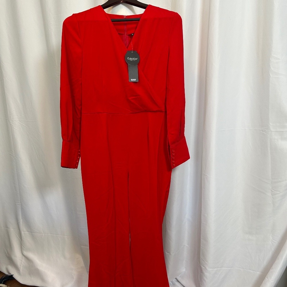 RED CLOCOLOR JUMPSUIT - MEDIUM